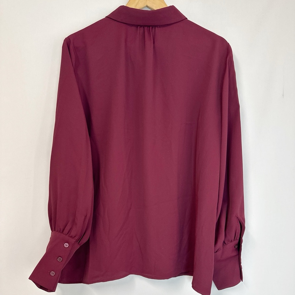 Vince Camuto Women’s Solid Button Down Shirt In Crisp Merlot Size XL - Picture 3 of 5